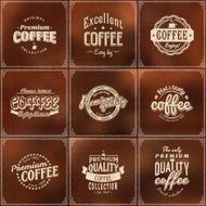 Set of coffee shop sketch labels N2