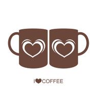 Two coffee cup with heart vector