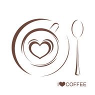 Coffee cup with plate and spoon vector