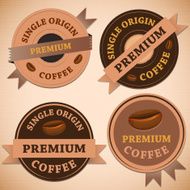 Set of vintage retro coffee badges