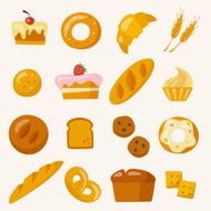 Sweets icons set in flat style