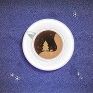 Christmas Cup of coffee on a jeans background