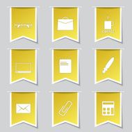 Office Work Label Vector Yellow Icon Design Set