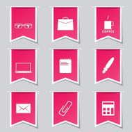 Office Work Label Vector Pink Icon Design Set