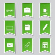 Office Work Label Vector Green Icon Design Set