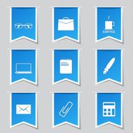 Office Work Square Vector Blue Icon Design Set N5