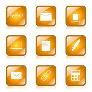 Office Work Square Vector Yellow Icon Design Set N7