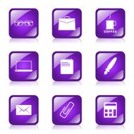 Office Work Square Vector Violet Icon Design Set N5