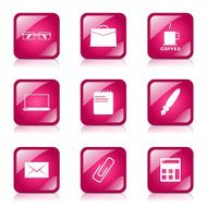 Office Work Square Vector Pink Icon Design Set N7