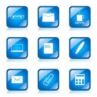 Office Work Square Vector Blue Icon Design Set N6