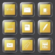 Office Work Square Vector Yellow Icon Design Set N8