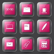 Office Work Square Vector Pink Icon Design Set N8