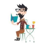 Hipster reading book