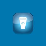 coffee button icon flat vector illustration eps10