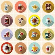 Coffee and Tea flat icons set