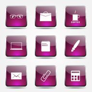 Office Work Square Vector Pink Icon Design Set N9