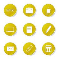Office Work Yellow Vector Button Icon Design Set N6