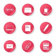 Office Work Pink Vector Button Icon Design Set N6