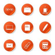 Office Work Orange Vector Button Icon Design Set N6