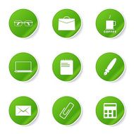 Office Work Green Vector Button Icon Design Set N7