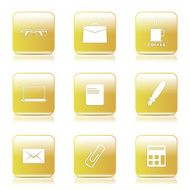 Office Work Square Vector Yellow Icon Design Set N10