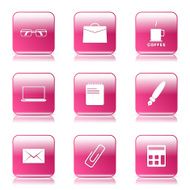 Office Work Square Vector Pink Icon Design Set N10
