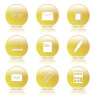Office Work Yellow Vector Button Icon Design Set N7