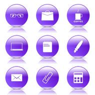 Office Work Violet Vector Button Icon Design Set N6