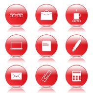 Office Work Red Vector Button Icon Design Set N6
