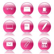 Office Work Pink Vector Button Icon Design Set N7