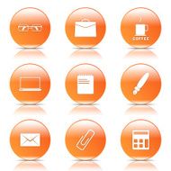 Office Work Orange Vector Button Icon Design Set N7