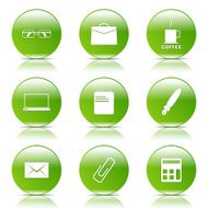 Office Work Green Vector Button Icon Design Set N8