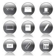 Office Work Black Vector Button Icon Design Set N7