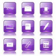 Office Work Square Vector Violet Icon Design Set N9