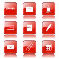 Office Work Square Vector Red Icon Design Set N10
