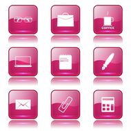 Office Work Square Vector Pink Icon Design Set N11