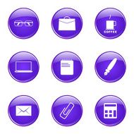 Office Work Violet Vector Button Icon Design Set N7