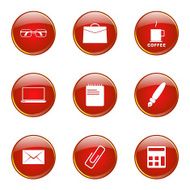 Office Work Red Vector Button Icon Design Set N7