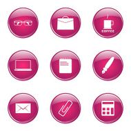 Office Work Pink Vector Button Icon Design Set N8