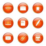 Office Work Orange Vector Button Icon Design Set N8