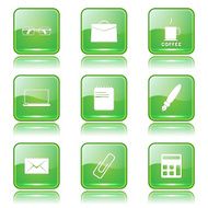 Office Work Square Vector Green Icon Design Set N11