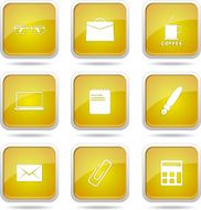 Office Work Square Vector Yellow Icon Design Set N12