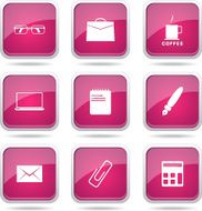 Office Work Square Vector Pink Icon Design Set N12