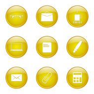 Office Work Yellow Vector Button Icon Design Set N8