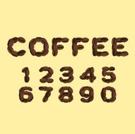 Numbers made of coffee in flat design
