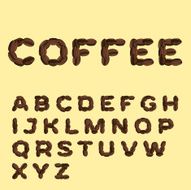 Alphabet made of coffee in flat design