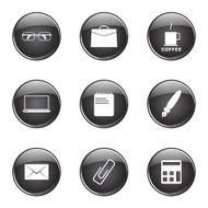 Office Work Black Vector Button Icon Design Set N8