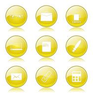 Office Work Yellow Vector Button Icon Design Set N9
