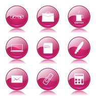 Office Work Pink Vector Button Icon Design Set N9
