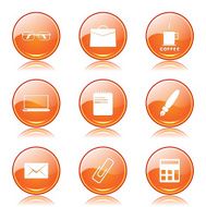 Office Work Orange Vector Button Icon Design Set N9